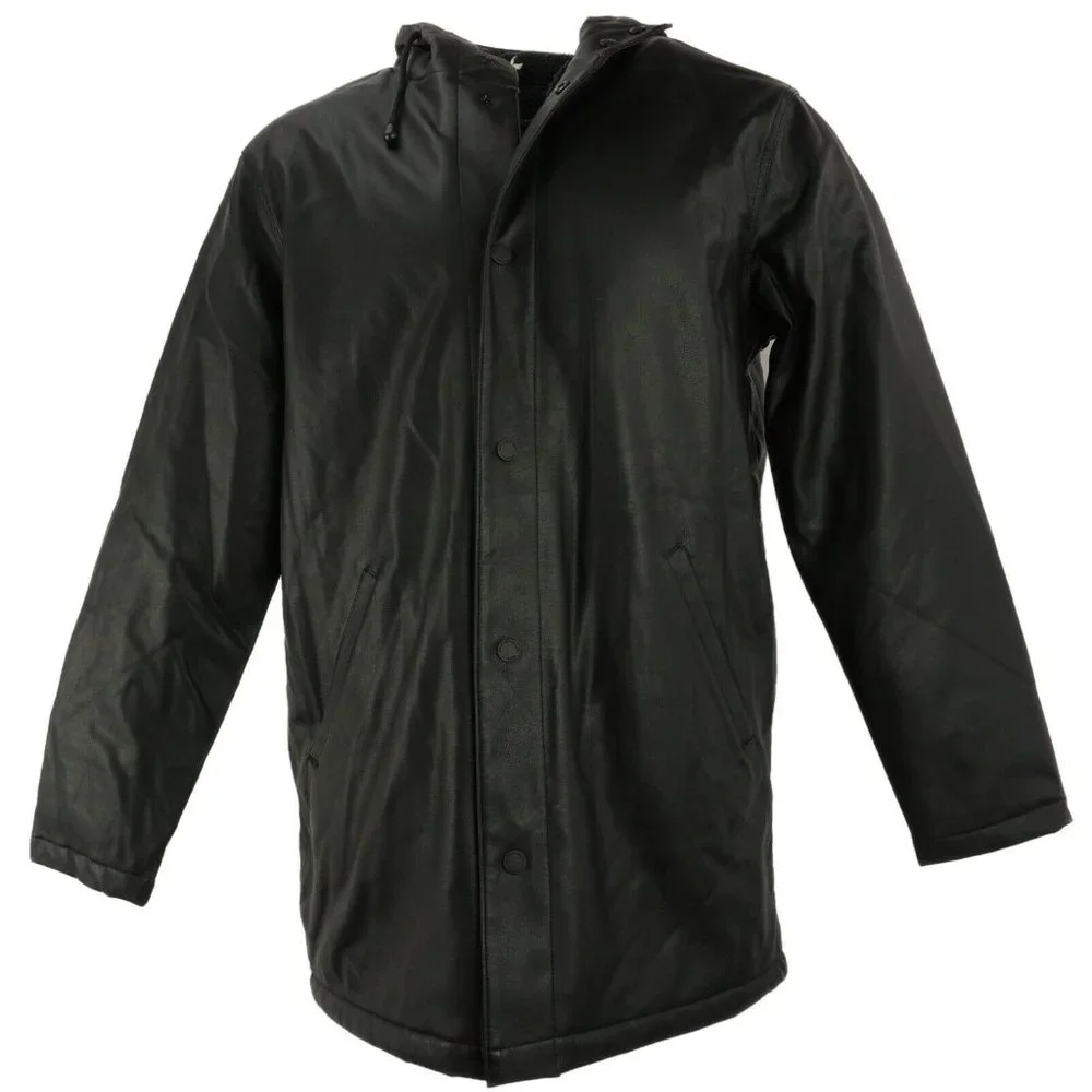 New Weatherproof Men's S / L / XL Black Faux Leather Sherpa Lined Hooded Jacket